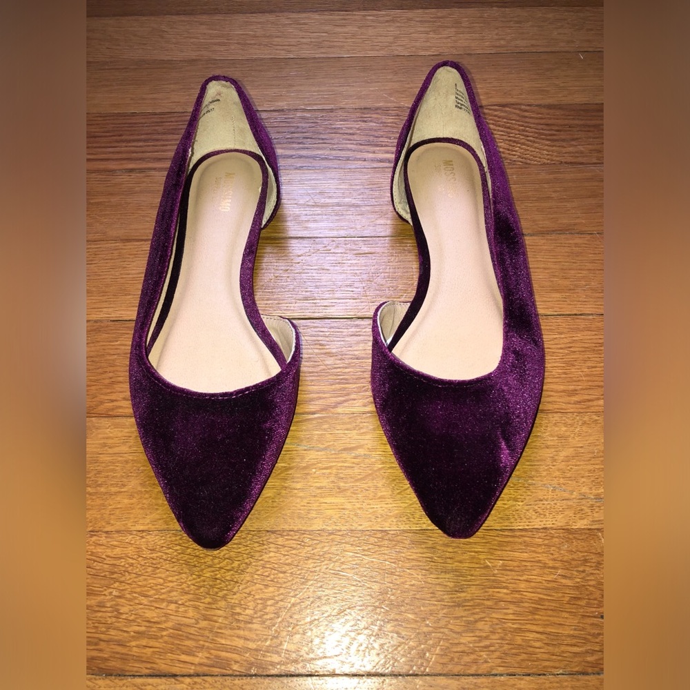 Mossimo Purple Velvet Pointed Toe Flats